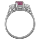Emerald cut pink sapphire engagement ring