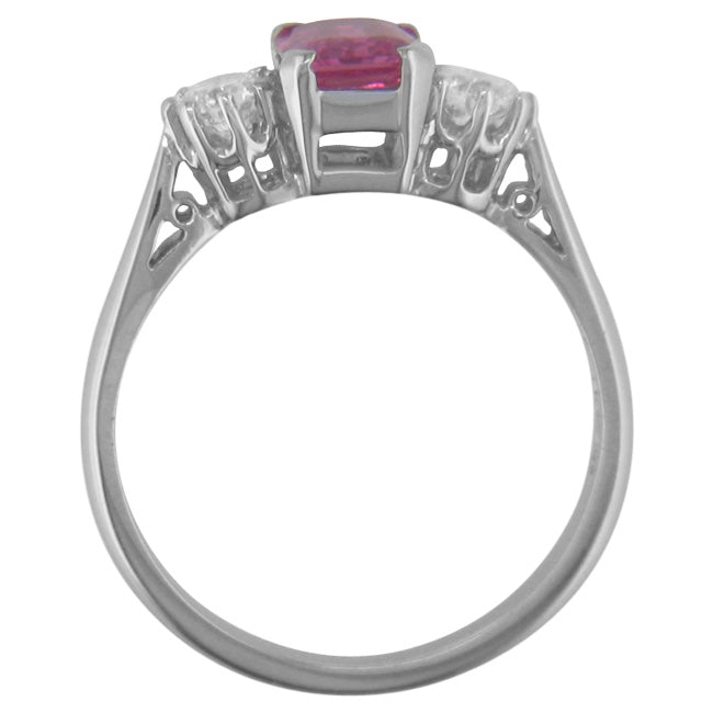 Emerald cut pink sapphire engagement ring