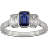 Emerald-cut sapphire and diamond ring