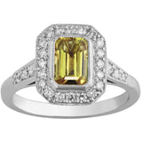 Emerald cut yellow sapphire cluster ring