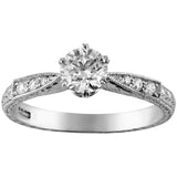 Engraved antique style engagement ring