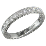 Engraved diamond wedding ring