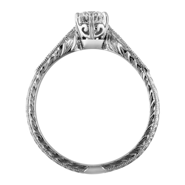 Engraved engagement ring platinum