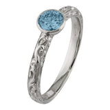 Unique solitaire aquamarine engagement ring non-diamond
