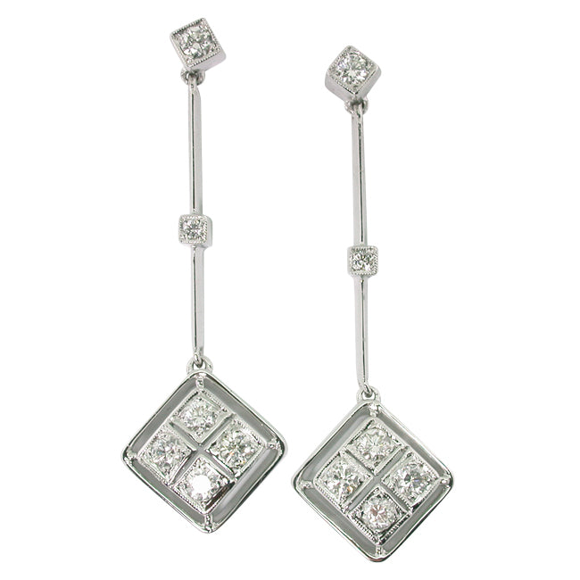 Art Deco drop diamond earrings