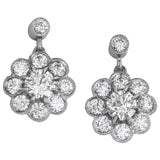 Diamond cluster earrings drops vintage style