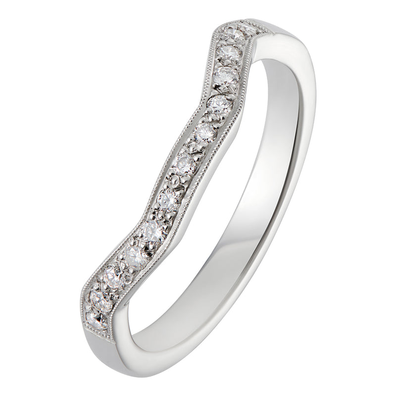 Fitted platinum diamond wedding ring