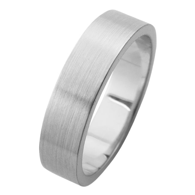 5mm flat court matt platinum wedding ring for men
