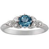 Floral aquamarine engagement ring
