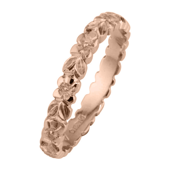 Forget-me-not engraved ring in rose gold 