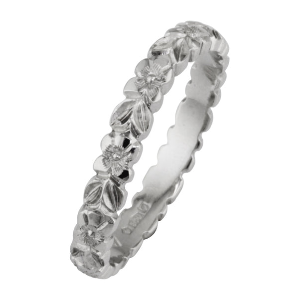 Forget-me-not Flower Engraved Wedding Band