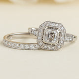 Halo diamond ring bridal set in platinum
