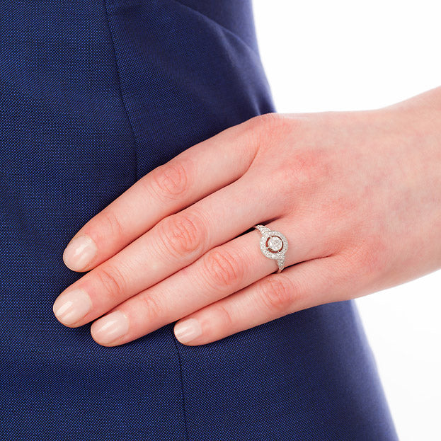 Edwardian cut diamond ring on hand