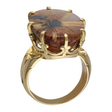 Large brown quartz ring in Victorian style