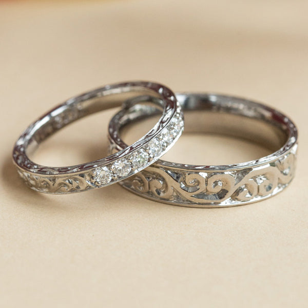 mens unusual wedding ring in platinum