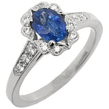 Oval sapphire cluster halo ring