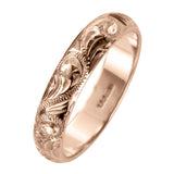 Paisley patten engraved wedding ring rose gold