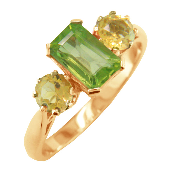 Peridot and citrine ring in rose gold