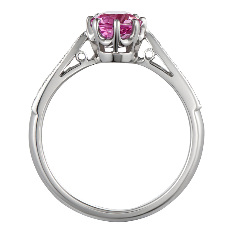 Pink sapphire ring in platinum