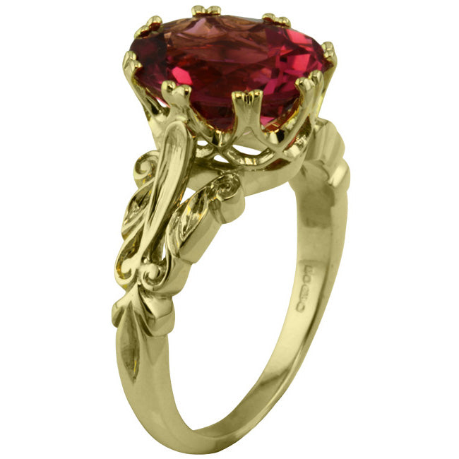 Antique inspired pink tourmaline ring