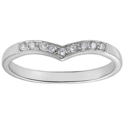 Platinum diamond wishbone wedding ring