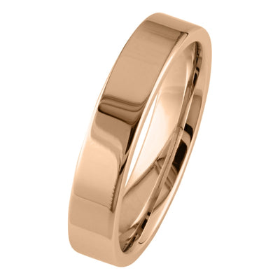 Rose gold 4mm flat court wedding ring UK