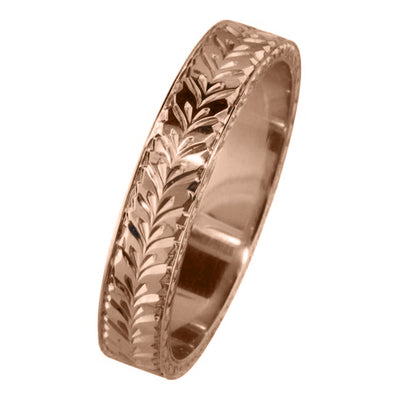 Rose gold engraved wedding ring 5mm width