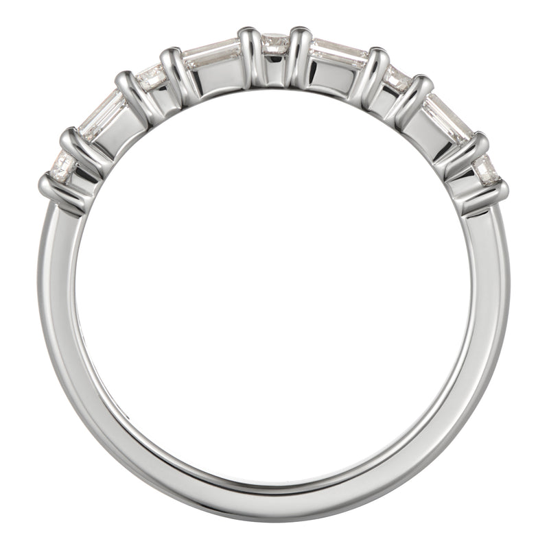 Round and baguette diamond half eternity ring