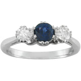 Sapphire and diamond three stone ring UK