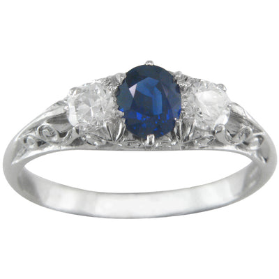 Sapphire diamond platinum half hoop ring