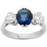 Sapphire diamond three stone ring Hatton Garden