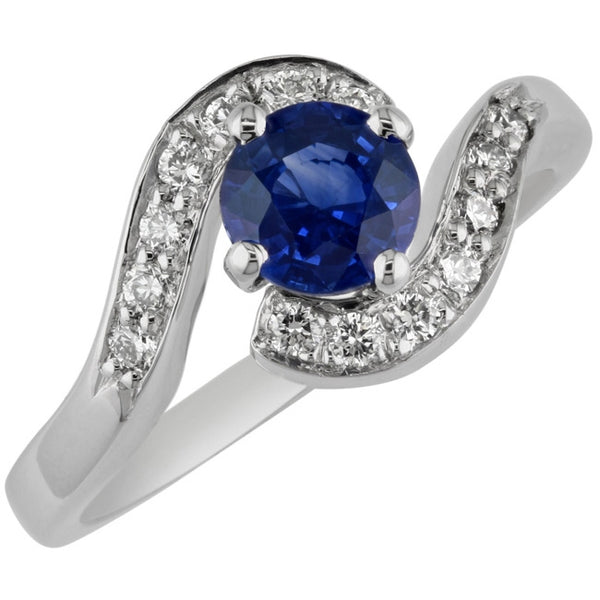Sapphire ring with diamond twist band