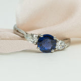 Sapphire ring with pear shape diamonds