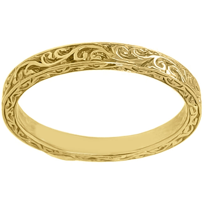 Gold engraved wedding ring