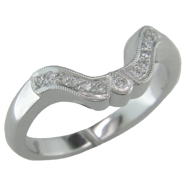 Shaped diamond wedding ring white gold