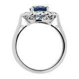Side view sapphire and diamond cluster ring