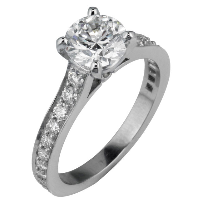 Solitaire diamond ring with diamond band
