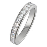 Square step cut diamond wedding ring in white gold