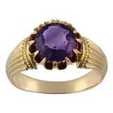 Etruscan revival  amethyst ring in 18ct  yellow gold