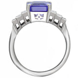 Tanzanite engagement ring with baguette diamonds in art deco style
