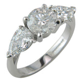 Three Stone Engagement Ring with Pear Cut Diamonds