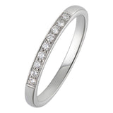 traditional thin band diamond wedding ring in platinum