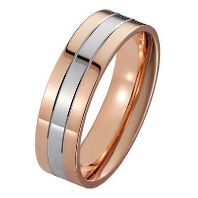 Two Metal Mens Wedding Ring in Rose Gold and Platinum