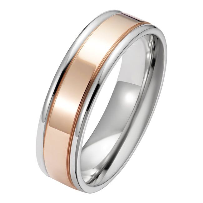 Two Tone Rose Gold and Platinum Men's Wedding Ring