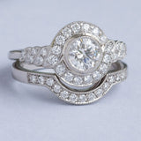 Vintage diamond bridal set with shaped diamond wedding ring