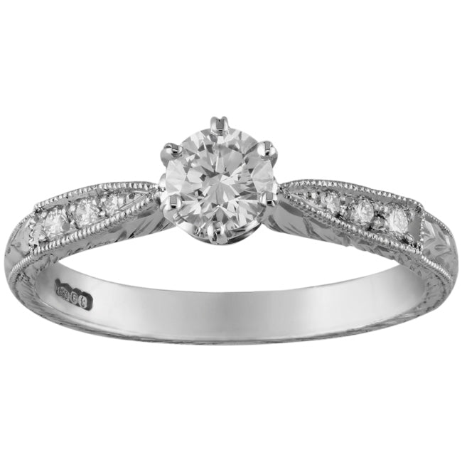 Vintage engraved diamond ring