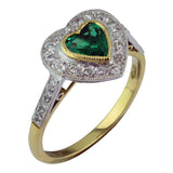 Vintage heart shape emerald ring