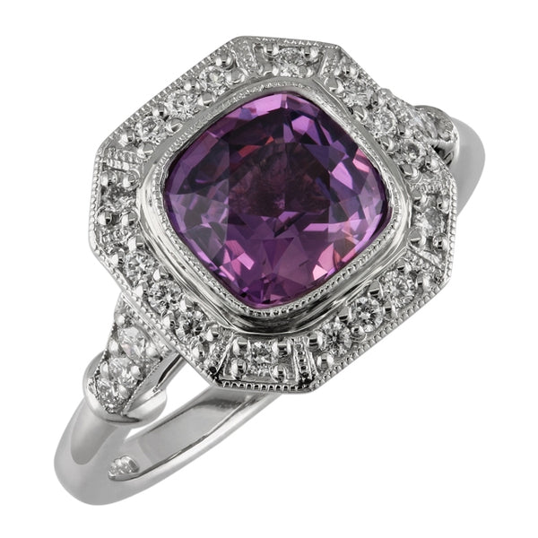 Vintage natural purple sapphire engagement ring