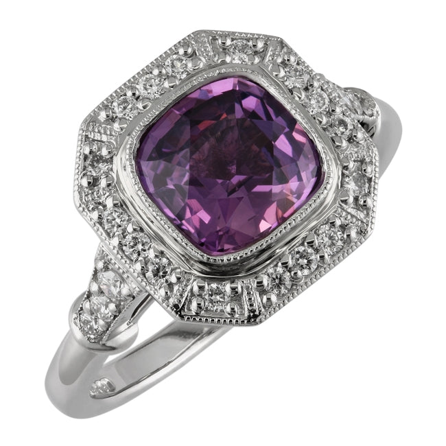 Vintage natural purple sapphire engagement ring