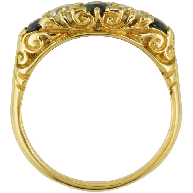 Vintage sapphire diamond half hoop ring